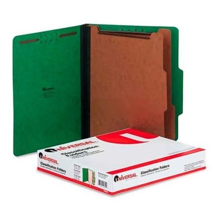 Universal Universal Pressboard Classification Folders, Letter, Six-Section, Emerald Green, 10/Box 10302